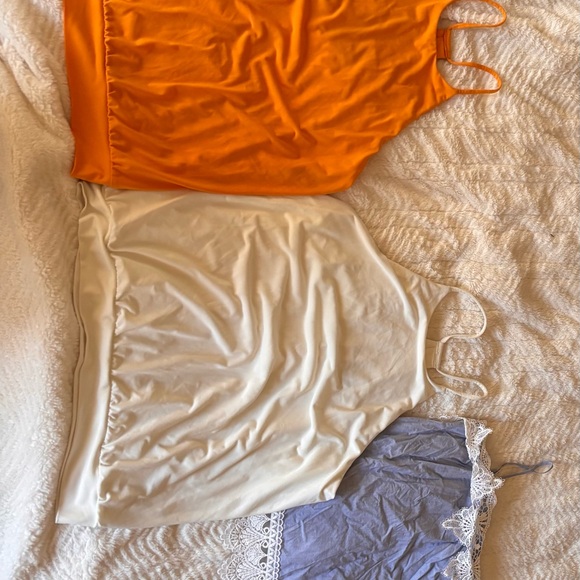 Set of Three Camisoles in Orange, Cream, and Purple - Picture 1 of 1